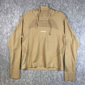 Gymshark Sweatshirt Womens Large Tan Mesh Cut Out Hoodie Athleisure Training